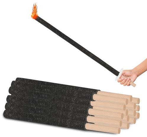 Cecaylie 25 torce di cera da 720 mm, per esterni, 90 – 100 minuti, torcia da giardino con protezione per le mani e manico lungo per esterni, per bambini, escursioni a fiaccola, giardino, Natale, falò