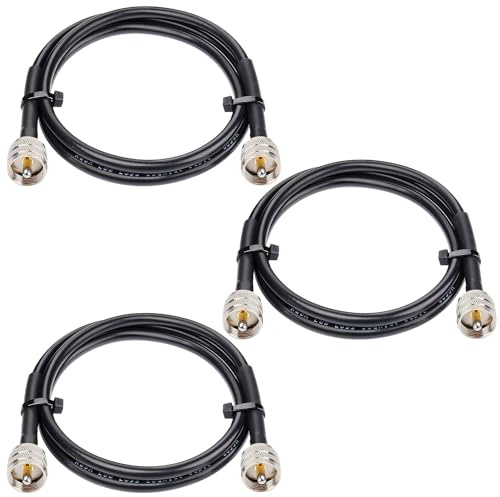 MOOKEERF RG8x Jumper Cable 3ft,3 Pack CB Coax Cable PL259 UHF Connector 50 ohm Low Loss for Ham Radio,Antenna Analyzer,Dummy Load,SWR Meter