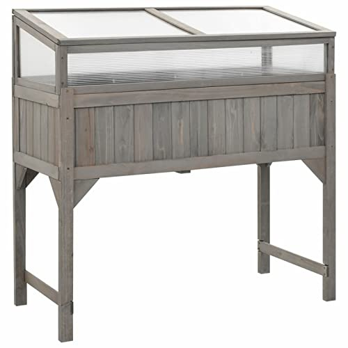 Mengtu Cama elevada con invernadero de 110 x 54 x 120 cm, madera maciza de abeto, invernadero, cobertizo de jardín, casa de guardería, jardín al aire libre, casa cálida, casa de cultivo
