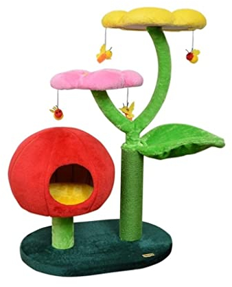 ASHSDI Katzen Kletterbaum Katzenbaum Hoch Katzen-Klettergerüst Katzen-Sprungplattform Indoor-Kratzbaum-Turm Kreativer Katzen-Aktivitätsständer Katzen-Kratzbaum Katzenmöbel(Color:A)