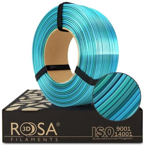 ROSA 3D PLA Multicolour Silk Filament 1.75 mm für 3D Drucker | Druckmaterialien Leicht Glänzend PLA Rainbow 3D Drucker Filament | 3D Printing Materials | Ozean Refill 1 kg