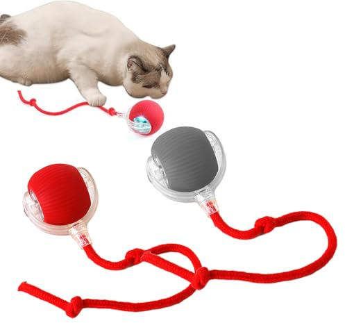 PASLFC Elektrisches Katzengreifen Ball,Automatisches KatzenBall Spielen,Katzenball Elektrisch mit Schnur,Interactive Cat greifen Ball,Interaktives KatzenBall