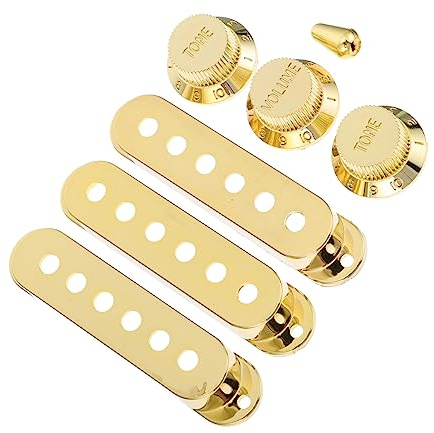 BESTonZON Goldene Humbucker Tonabnehmerabdeckungen 7 Stück aus Kunststoff mit Abriebfestigkeit und Schutz für E-gitarren Pickup Schalterkappen