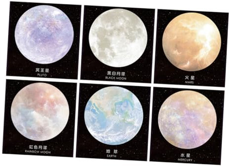 Operitacx 6stücke Teiliges Rundes Haftnotiz Planetendesign Bunte Selbstklebende Memo Pads Für Büro Schule Vielseitig Einsetzbar Distinctive Mond Weltraum-motive Süße Büroartikel