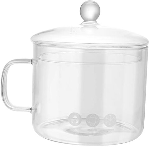 TOPBATHY Glaskochtopf 13cm mit Deckel und Griff Hitzebeständiger Simmertopf für Pasta Suppe und Milch Borosilikatglas Multifunktional für Babynahrung und Instant Nudeln
