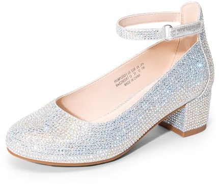 DREAM PAIRS Chaussures Princesse Fille Habillees | Escarpins a Talon Bloc avec Bride, Chaussures de Soiree Enfant Toute Saison pour Fete, Mariage, Ceremonie