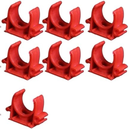 Clips de plástico para manguera, 10 abrazaderas de tubo de PVC de 16 a 32 mm, conectores de manguera de agua, cierre de clip de correa, accesorios de tubo de plástico (20 mm, rojo)
