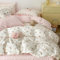Lanqinglv Ropa de cama de 135 x 200 cm, color rosa y blanco, reversible, para alérgicos, funda nórdica con cremallera Öko-Tex y 1 funda de almohada de 80 x 80 cm