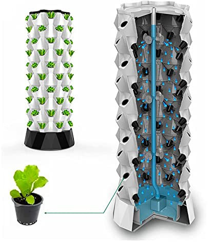 Sistema di coltivazione idroponica a torre, sistema di coltivazione idroponica da giardino, torre verticale, con pompa di idratazione, timer, per giardino di erbe fresche, frutta, verdura, regalo di