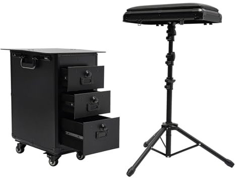 Professional Makeup Box - Portable Tattoo Travel Case with Armrest, 3 Drawers, Combination Lock & Handles - Tattoo Artist's Work Station