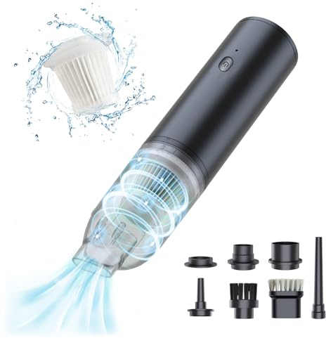 ThreeDokke Handstaubsauger, 17000pa tragbarer Autostaubsauger und Staubsauger 2 in 1 LED und diverses Zubehör, leistungsstarker kabelloser Mini-Staubsauger für Auto, Zuhause, Haustiere, Büro