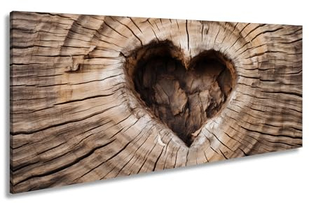 Leinwandbild Natürliches Herz – gewachsen im Stamm der Zeit. Panorama 80x40cm XXL Kunstdruck Bild auf Keilrahmen/Wandbild/Wohnzimmer Dekoration