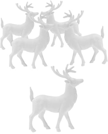 SOLUSTRE 5piezas Figuras Reno Navidad Blancas Resistentes Decoración Árbol Fiesta Hogar Adornos Navideños
