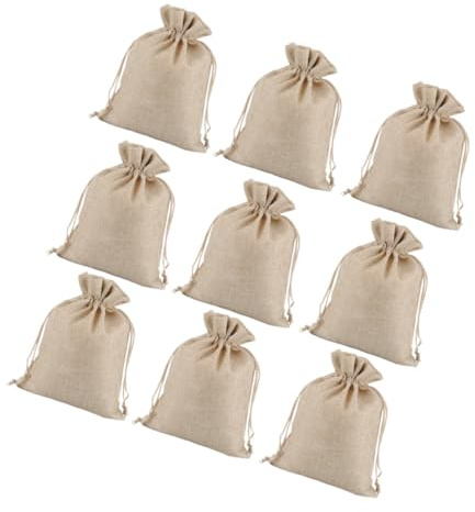 DIKACA 15 Stück Teiliges Leinensäckchen Atmungsaktive Staubdichte Schmuck aufbewahrungstasche mit Kordelzug Nachhaltige Geschenkbeutel für Weihnachten und Festtagsdeko Naturbeige