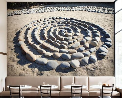 Buohwiwe Papier Peint Panoramique Pierres de Sable Mural 300x210 cm 3D Papier Peint Intisse Grès Fresque Murale Chambre Coucher Salon Décoration Photo Poster Geant Murale q.5419