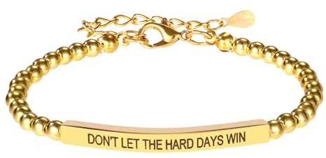 Mikovivi Don't Let the Hard Win Armband, Inspirerande Guldarmband Justerbar Pärlkedja för Kvinnor Motivationssmycken