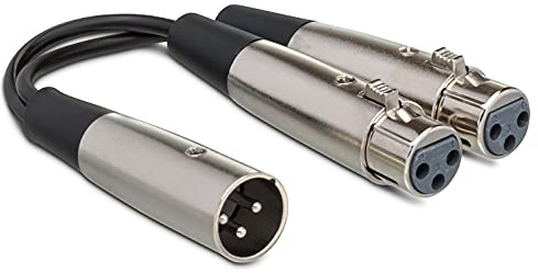 Hosa YXF-119 Y Cable, Dual XLR3F to XLR3M, 6 Inches