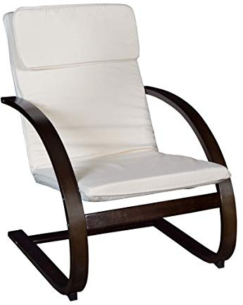 Niche Mia Bentwood Reclining Rocking Chair – Lightweight, Ergonomic & Durable with Washable Cotton Cover, Sturdy Cantilever Frame for Home, Office & Nursery (Mocha Walnut/Beige)