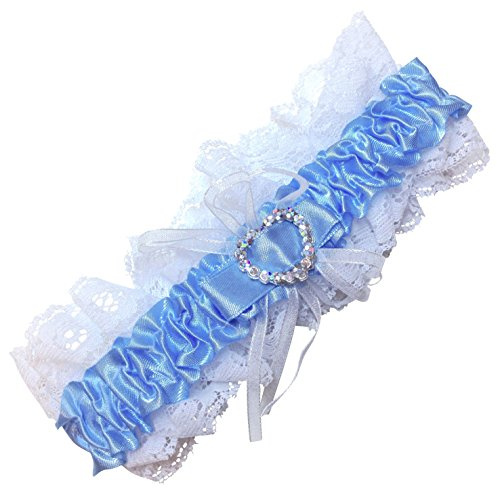 Wedding Bridal Hen Night Do White and Blue Satin Ribbon Lace Garter - Something Blue