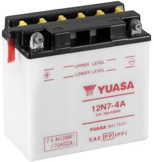 YUASA BATTERIE 12N7-4A offen ohne Saeure | Vergleichstypen YB7-A, CB7-A, 50713; 12 V, 0,5 l Säurevolumen, kompatibel mit Piaggio Sfera 80, SKR 125, Peugeot Elyseo 125