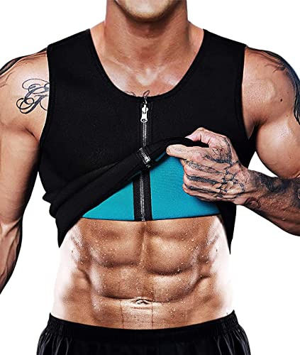 NonEcho - Chaleco de sauna para hombre, corsé de neopreno para moldear la cintura, camiseta moldeadora, adelgazante, para entrenamiento, Negro -, Small
