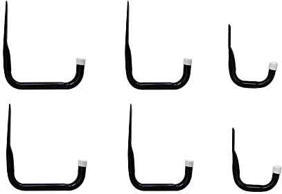 Shepherd Hardware 8088E Heavy Duty Steel Garage Storage/Assorted Utility Hooks, 6 Pack, black