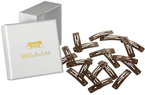Haarallerliebst Haarspangen klein & rechteckig für Kinder & Damen – 20 Stück in Braun (3,9 cm) inkl. Aufbewahrungsbox – Ideal für dünnes & braunes Haar