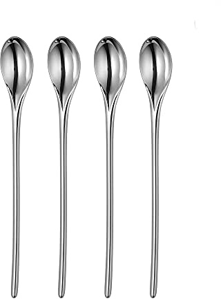 Robert Welch Bud Bright Long Handled Latte Spoon, Set of 4. Made from Stainless Steel. Dishwasher Safe.