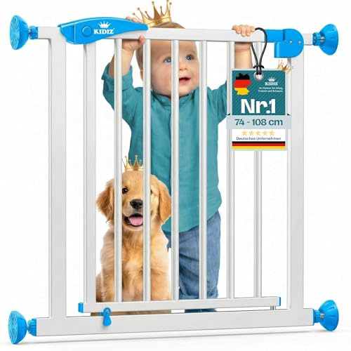 KIDIZ® Griglia di protezione per porte e scale, per bambini, senza forature, orientabile su entrambi i lati,