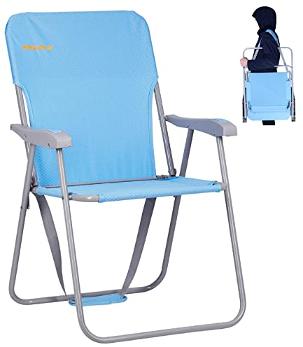 #WEJOY Folding Beach Chair Lightweight Portable Strong Stabile High Back Camping Chair for Outdoor Camping Beach Garden Fishing, Blue