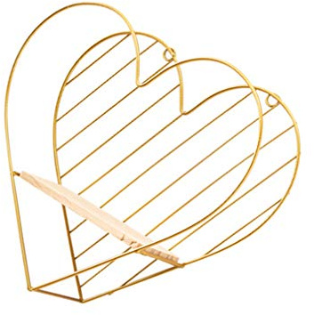 BESPORTBLE Herzförmige Wandbehang Metall Wandregal Hängen Rack Eisen Kunst Wandbehang Stehen Wohnkultur für Schlafzimmer (Golden) Schweberegal