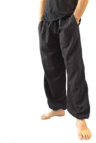Kanpola byxor herr, haremsbyxor, långa joggingbyxor, sportbyxor, lätta tygbyxor, fritidsbyxor med fickor, lösa ballongbyxor, stretch, yogabyxor, strand, bekväma, ventilerande, B – svart, 5XL
