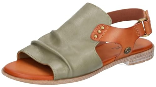 MUSTANG Damen Sandale Hochfront Nieten Faltendetail Slouchy Optik 1388-808, Größe:39 EU, Farbe:Grün