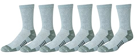 Amazon Essentials Calzettoni Sportivi In Cotone Ad Alte Prestazioni Con Controllo Dell'Umidità, Traspiranti Uomo, 6 Paia, Grigio, 41-45