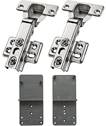 LOOTICH 105 Grad Fixed-On Eckanschlag Topfscharnier Standardscharniere mit Schließautomatik Integrierte Hydraulisches Dämpfung Scharniere Küchenschrank Kleiderschrank Schranktür Möbel 2 Stück