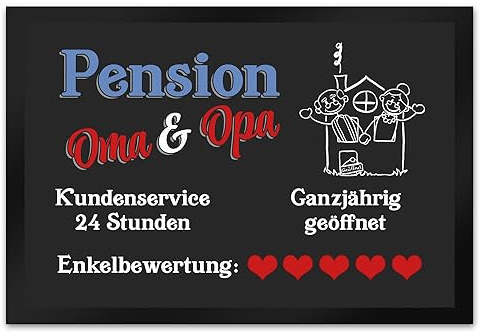 speecheese Pension Oma und Opa Fußmatte XL in 40x60 cm als Geschenk für die geliebten Großeltern welche einem keinen Wunsch abschlagen können Omi Opi Türmatte Mehrfarbig