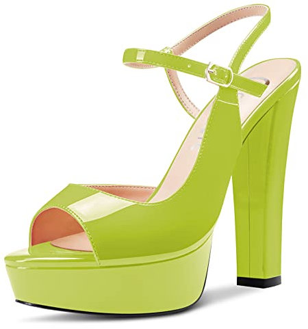 Castamere Donna Alto High Tacco Heel Piattaforma Aperte sulla Punta Cinturino alla Caviglia Slingback Sandali da Matrimonio Ufficio Dress 13 CM Heels Verde Lime 41 EU