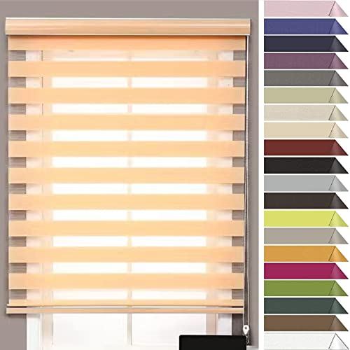 RYNS Verdunkelungsrollo Seitenzugrollo 85x300cm Doppelrollo verdunkelnd Wandmontage Doppelrollo Fensterrollo Sichtschutz Doppelrollo Klemmrollo für Fenster und Türen,Anpassbar, Creme Farben