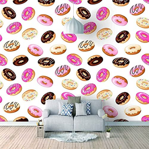 3D Ciambella Rosa Carta Da Parati Stampa Murale Decalcomanie Da Parete Decorazioni Da Parete Per Interni Murali Da Parete Rimovibili | Carta Da Parati Autoadesiva Di Grandi Dimensi 140 x 70 cm (LxA)