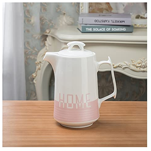 Pitcher Large-Capacity Ceramic Pitcher Creative Cool Jug Lid Simple Teapot with Double Buckle with DC Outlet for Smooth Water Outlet Hot/Cold Water Carafe (Color : Gray)