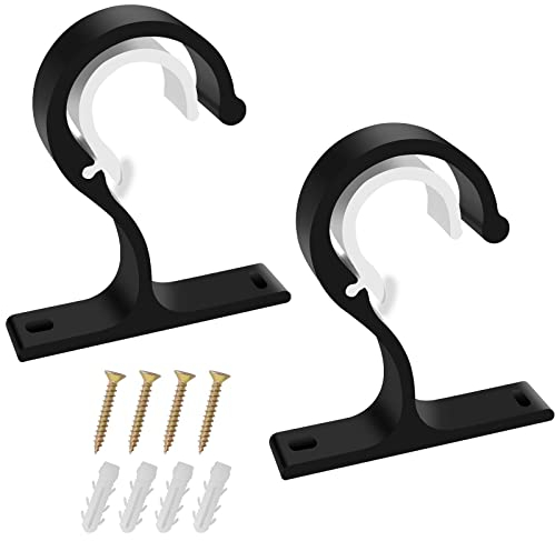 2 Stück Vorhang Gardinenstange Halterung, Dicker Aluminium Vorhang Stange Halter, Curtain Rod Brackets mit Schrauben, Gardinenstange Halterung für Gardinen, Kleiderstange,Deckenbefestigung(Schwarz)