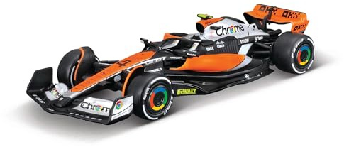 Bburago F1 McLaren MCL60 (2023), Norris: Formel 1-Modellauto im Maßstab 1:43 mit Helm, ab 14 Jahren (18-38088N)