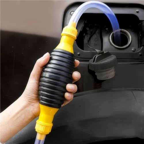 Hand-Kraftstoffpumpe Auto Kraftstofftank Saugnapf Öl Transfer Kraftstoffpumpe Benzin Diesel Flüssigkeit Manuelle Pumpe Siphon für Kraftstoffe Notpumpe,Benzin Diesel Wasser, Benzinschlauch (1M/3.3ft)