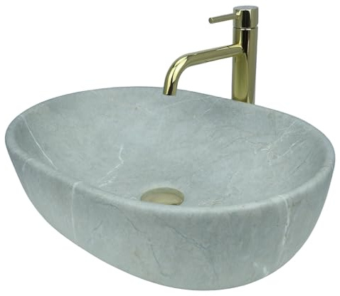 GTM Design Aufsatzwaschbecken Matt Modern Waschbecken ohne Hahnloch - Elegant Aufsatzwaschbecken Oval für Badezimmer und Gäste WC - nur Bad Waschbecken - Modell 6
