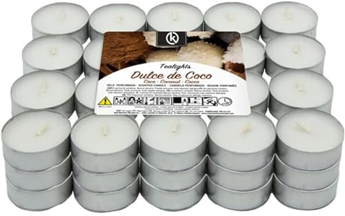 KROWN - Velas de Té Perfumadas, Velas Decorativas Aromáticas (Coco, 20 Velas)