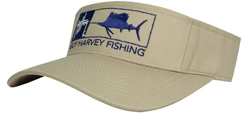 Guy Harvey Men’s Embroidered Sail Performance Visor, Khaki/Embroidered Sail, One size