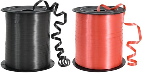 450 Meters Geschenkband Schwarz Rot - Schwarz Rot 5mm Geschenkbänder luftballon schnur - luftballon band Luftballons Hochzeit Geschenkverpackung für Weihnachtsdeko, Geschenkverpackung