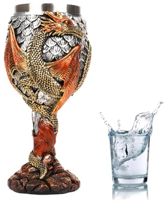 Calice médiévale - Coupe de dragon médiévale en acier inoxydable - Coupe de dragon polyvalente | Gobelet médiéval sûr pour boire au quotidien