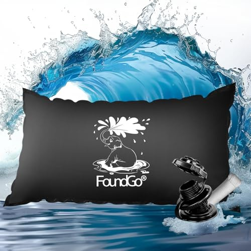 FoundGo XXL 2x4m Coussin de Piscine Hivernage avec œillets, Ultra-épais 0,4 mm, Oreiller de Piscine d'hiver, Coussin Gonflable pour Piscine avec 2 Rouleaux Corde et Rubans adhésifs, Noir