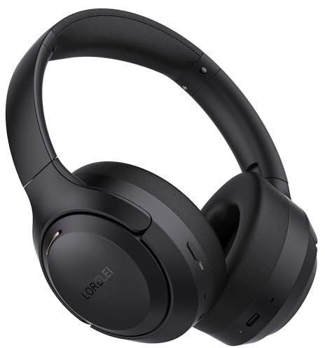 LORELEI QC60 Hybrid Active Noise Cancenlling Headphones,Wireless Over Ear Bluetooth Headsets with Microphone, 60H Playtime Foldable Lightweight, Deep Bass, Memory Earmuffs, for Travel Home Office